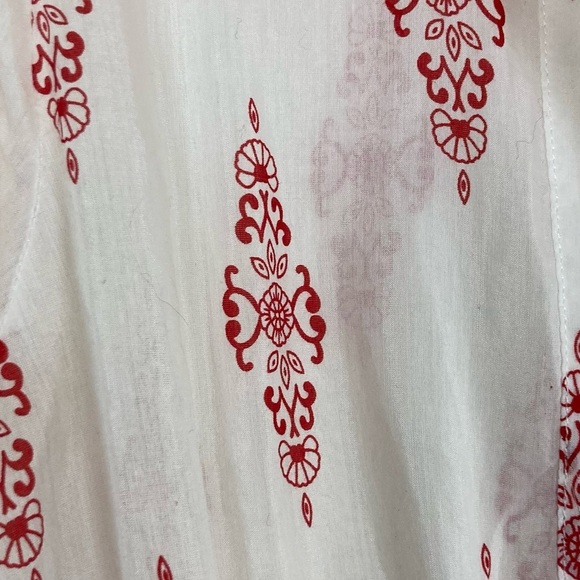 Sans Souci silk cotton blend boho open red and white top. Size large - Picture 3 of 5